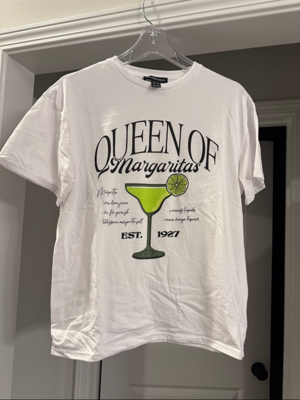 Queen of Margaritas Cinco De Mayo Mexican Graphic Tee - Lime Green & White